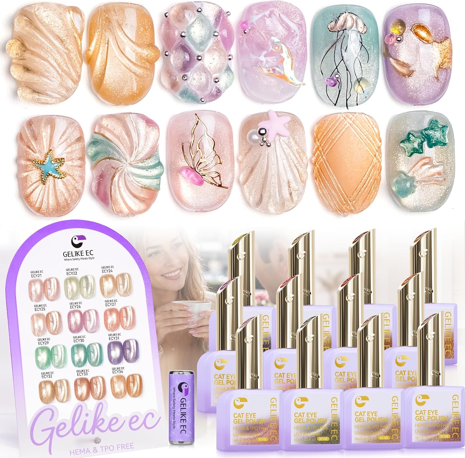Magnetic cat eye gel polish assortment